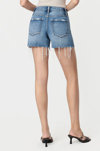 High Rise Denim Shorts - Medium Wash