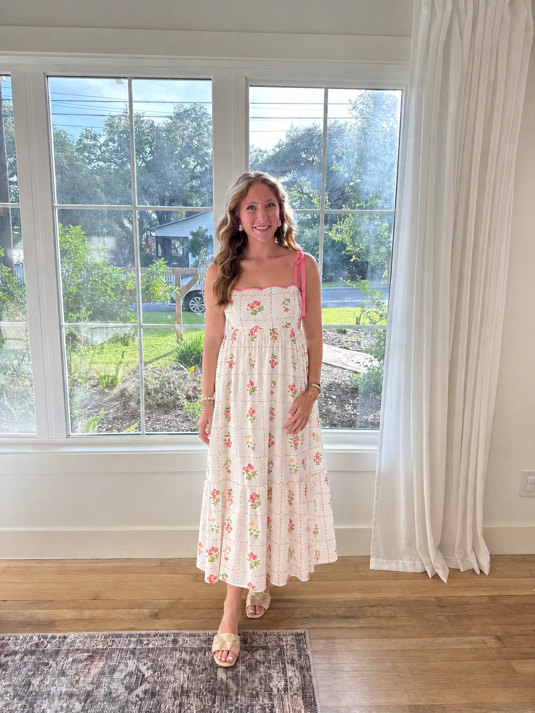 Pink Mosaic Midi Dress - Pink Multi