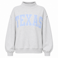 Texas Forever Mock Neck Sweatshirt - H. Grey/ Baby Blue