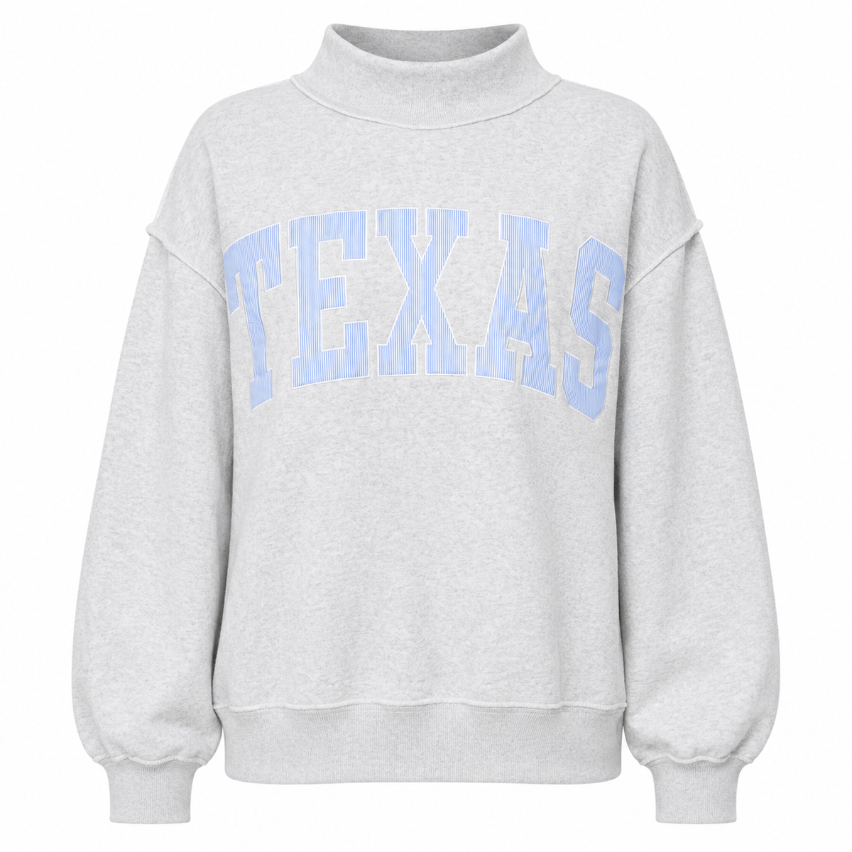 Texas Forever Mock Neck Sweatshirt - H. Grey/ Baby Blue