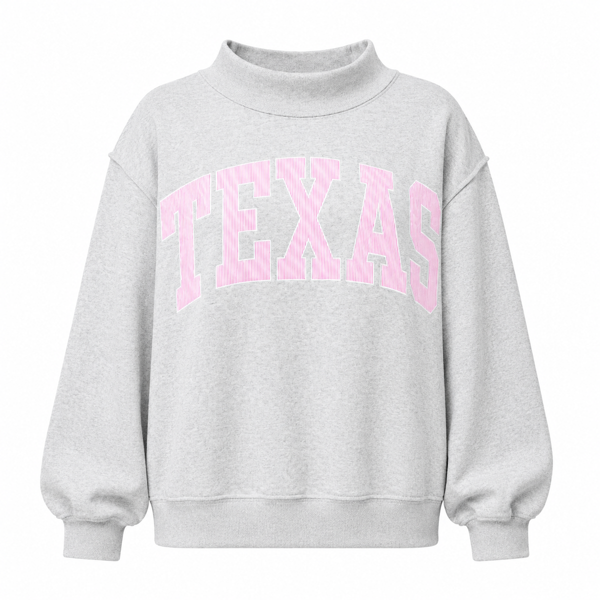 Texas Forever Mock Neck Sweatshirt - H. Grey/ Pink