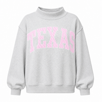 Texas Forever Mock Neck Sweatshirt - H. Grey/ Pink