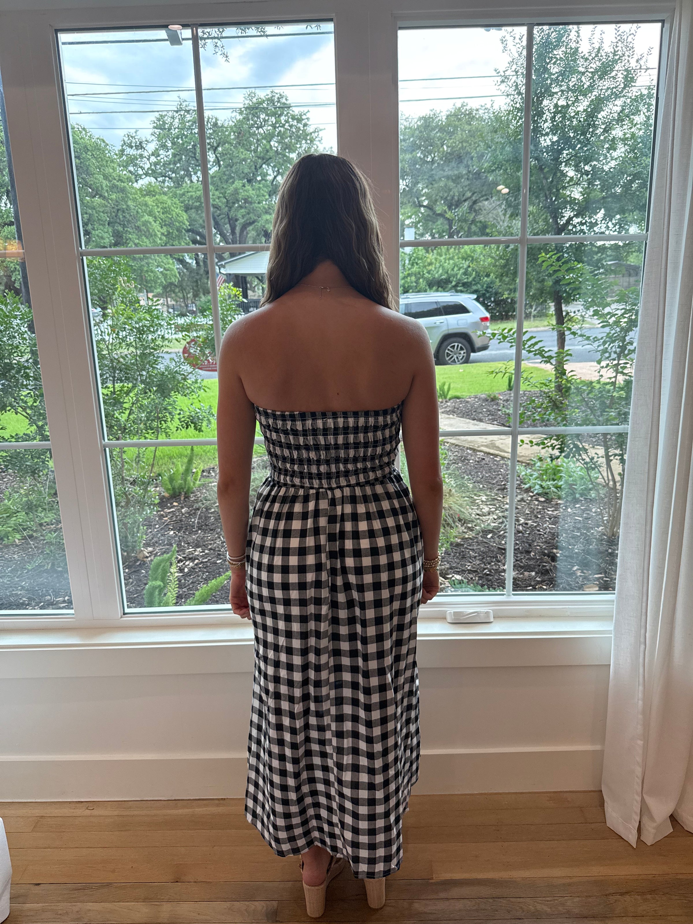 Countryside Romance Midi Dress - Black/White
