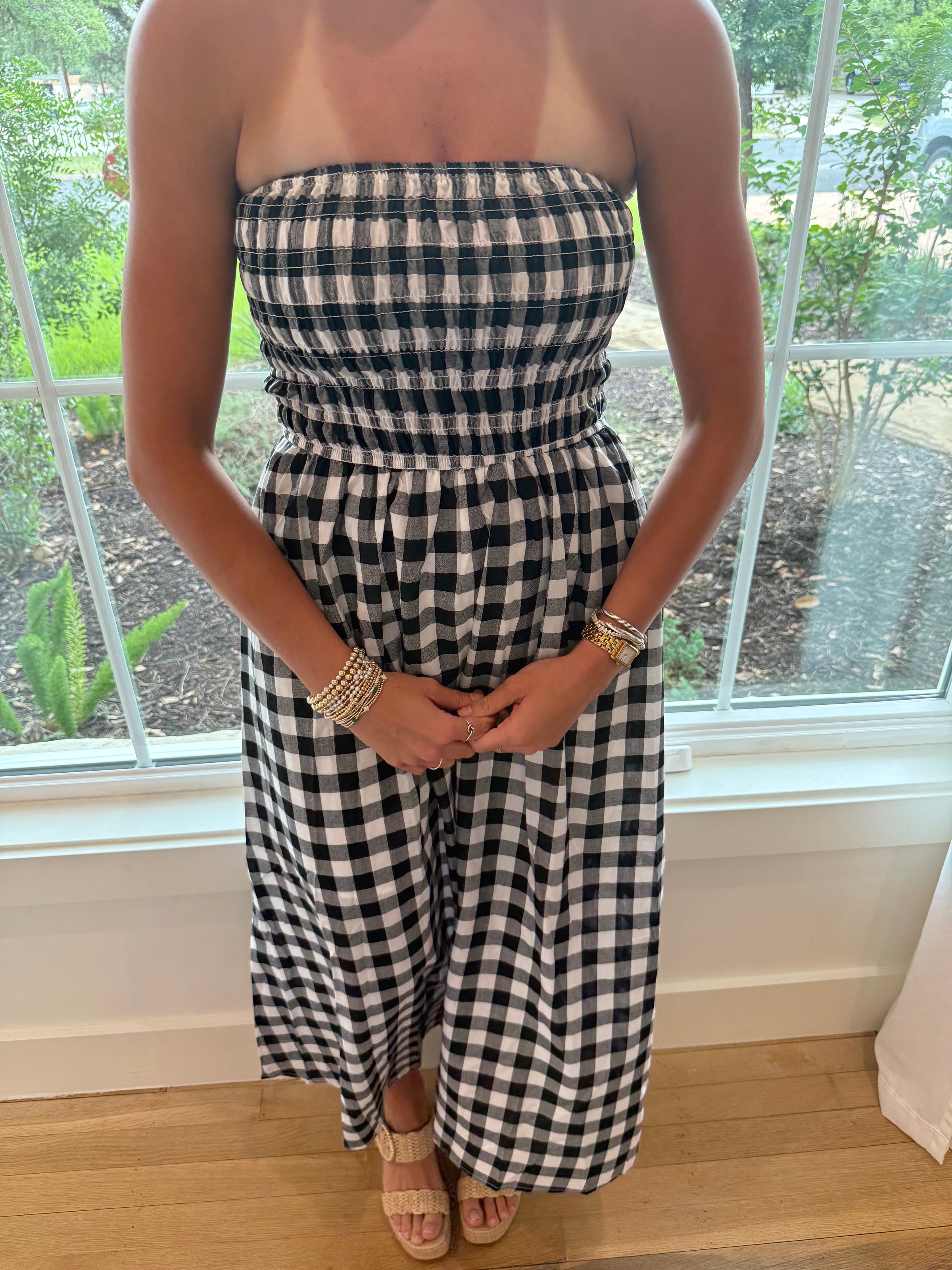 Countryside Romance Midi Dress - Black/White