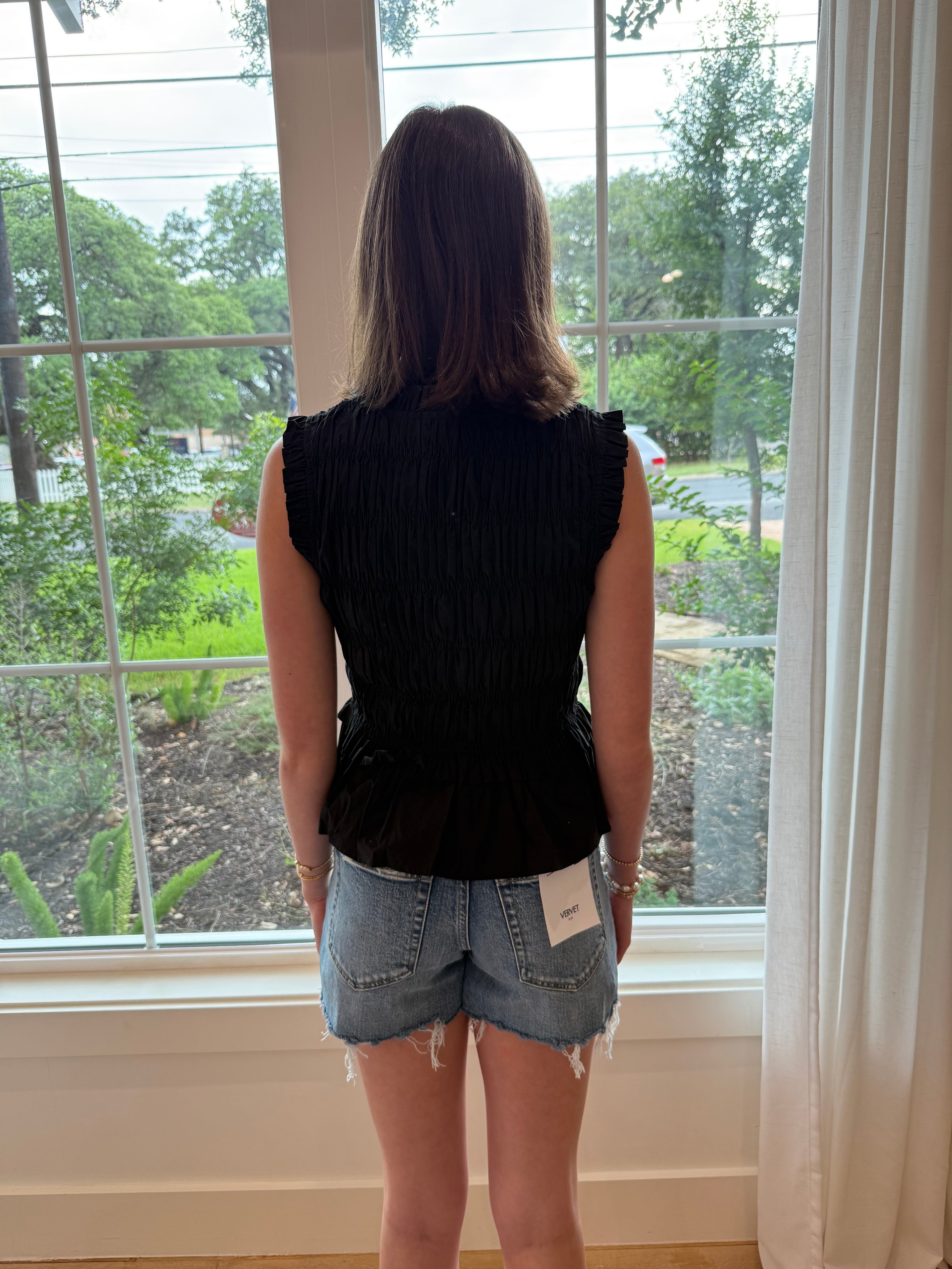 Tied to You Smocked Top - Black