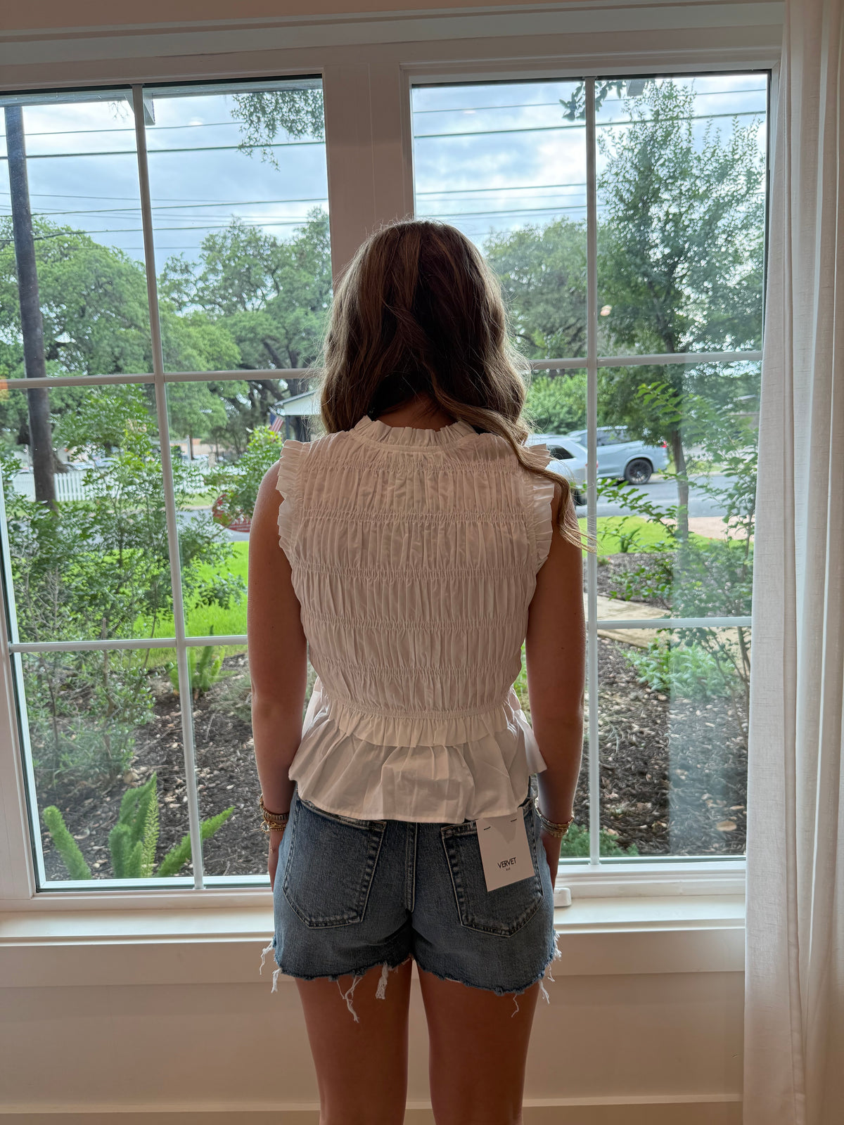 Tied to You Smocked Top - White