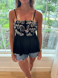 Midnight Bloom Peplum Top