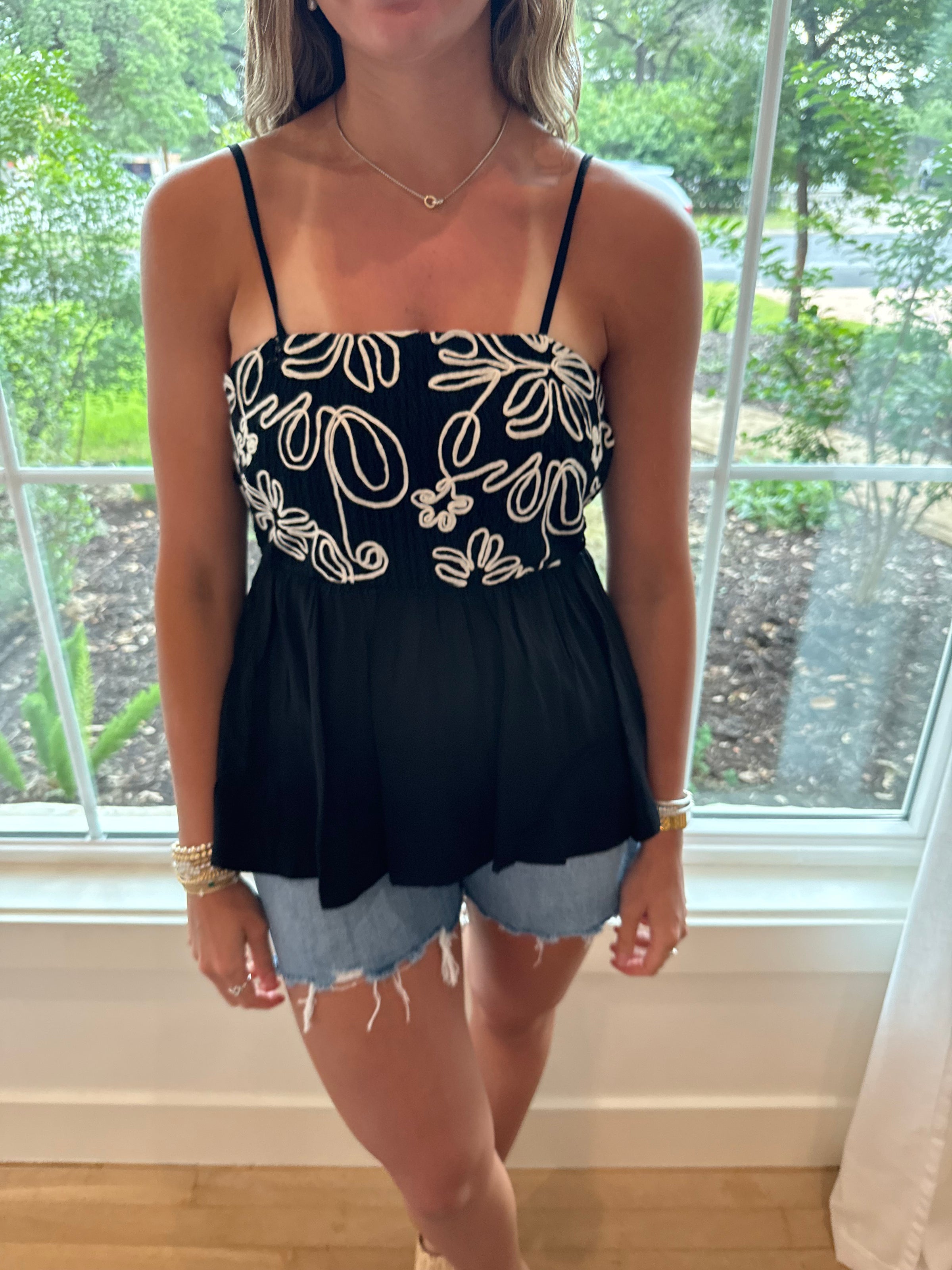 Midnight Bloom Peplum Top