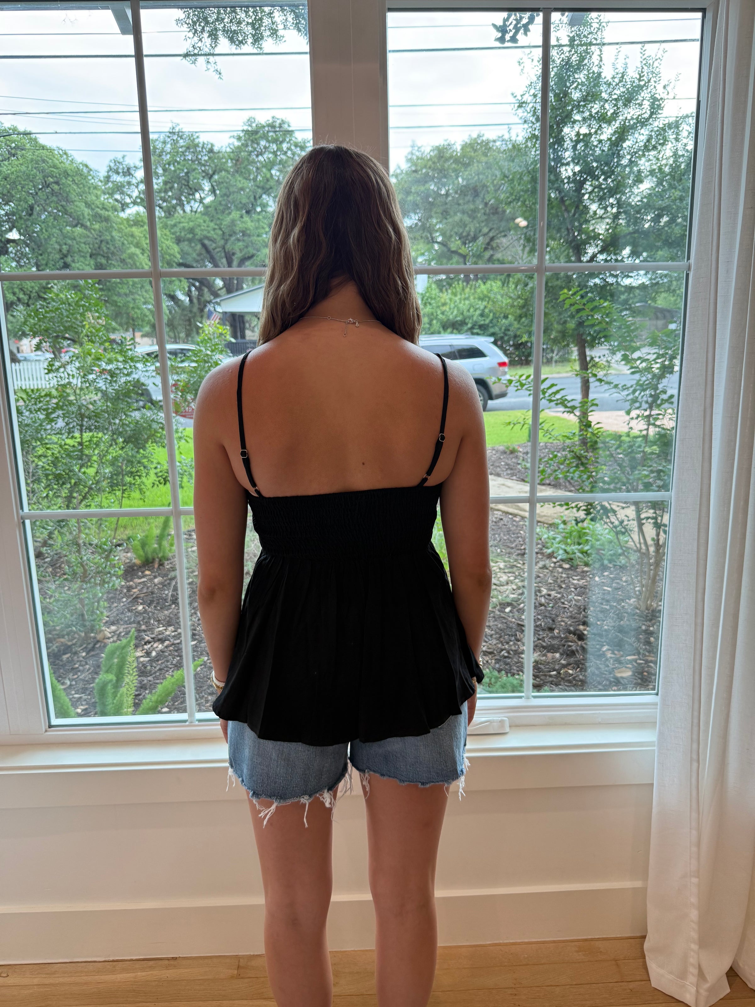 Midnight Bloom Peplum Top