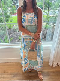 Summer Vibe Sleeveless Casual Dress - Blue Multi