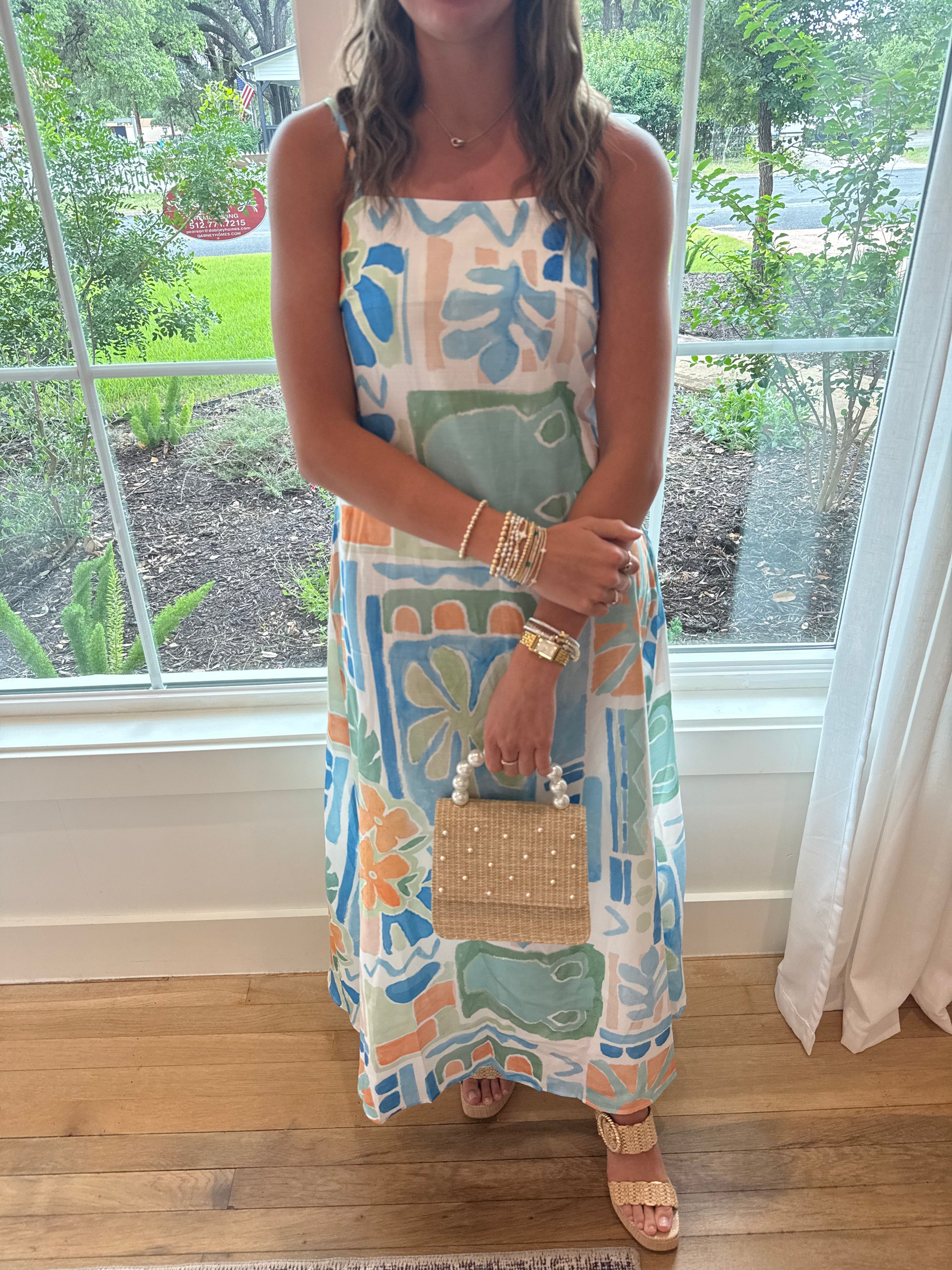 Summer Vibe Sleeveless Casual Dress - Blue Multi