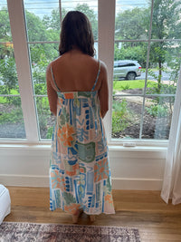 Summer Vibe Sleeveless Casual Dress - Blue Multi