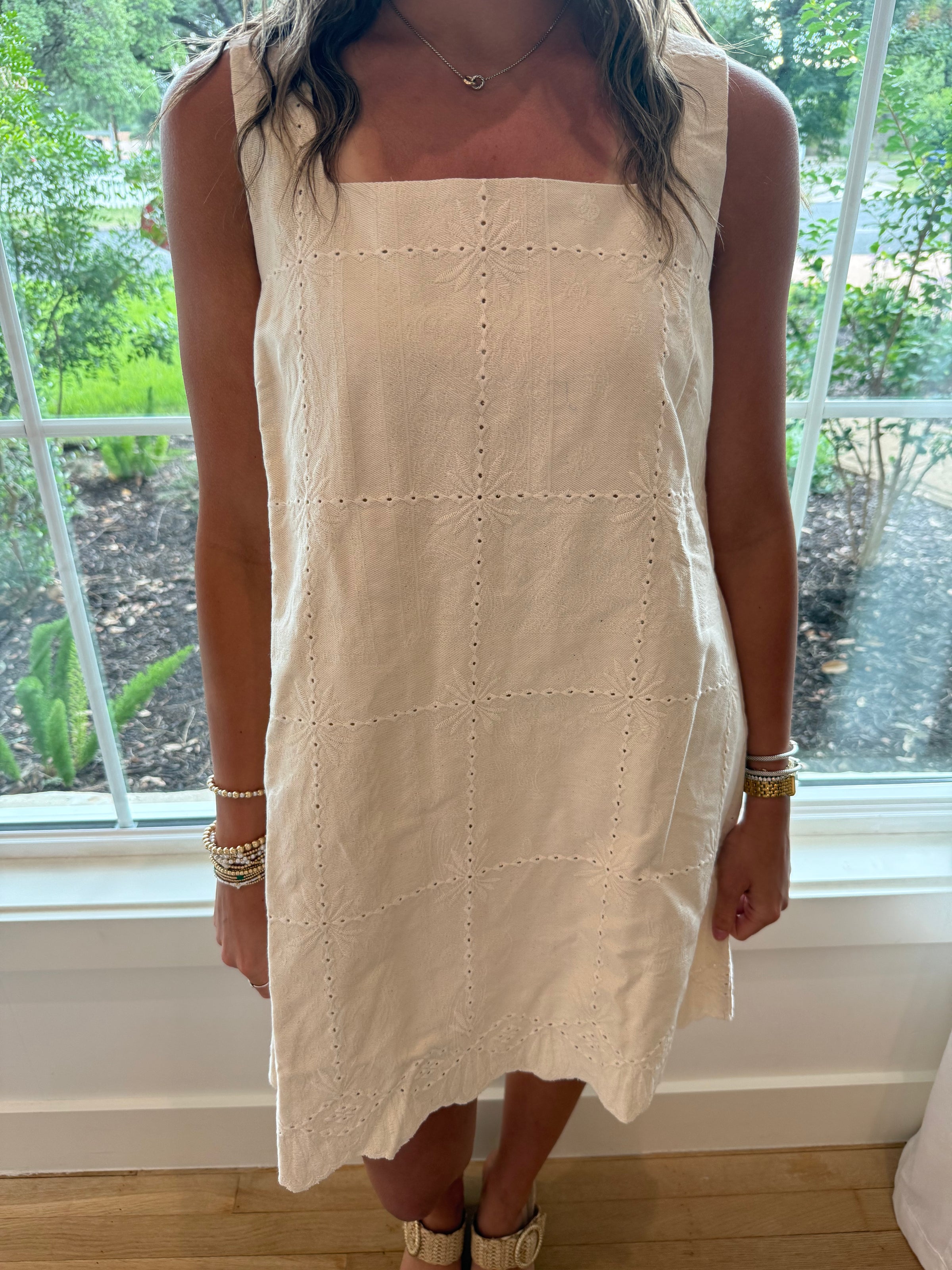 Sunday Stroll Mini Dress - Ecru
