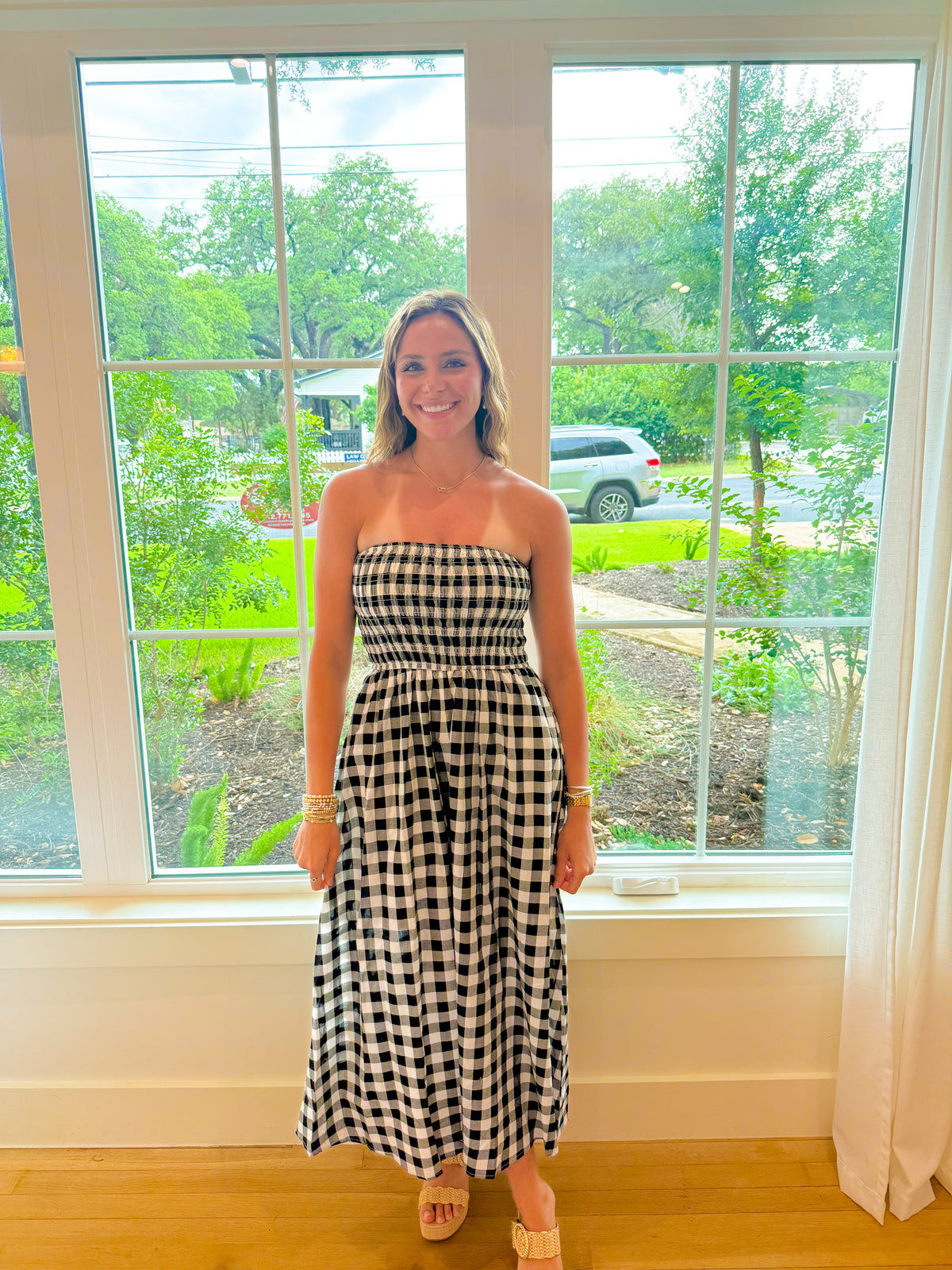 Countryside Romance Midi Dress - Black/White