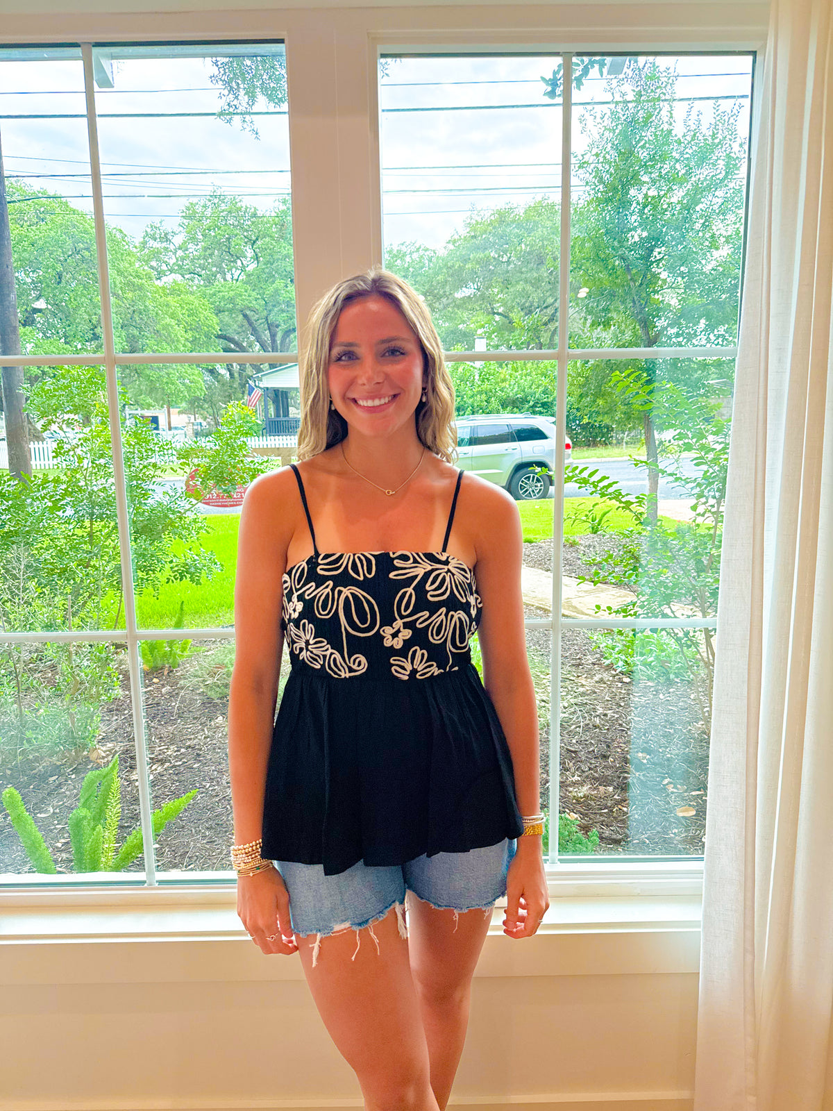 Midnight Bloom Peplum Top