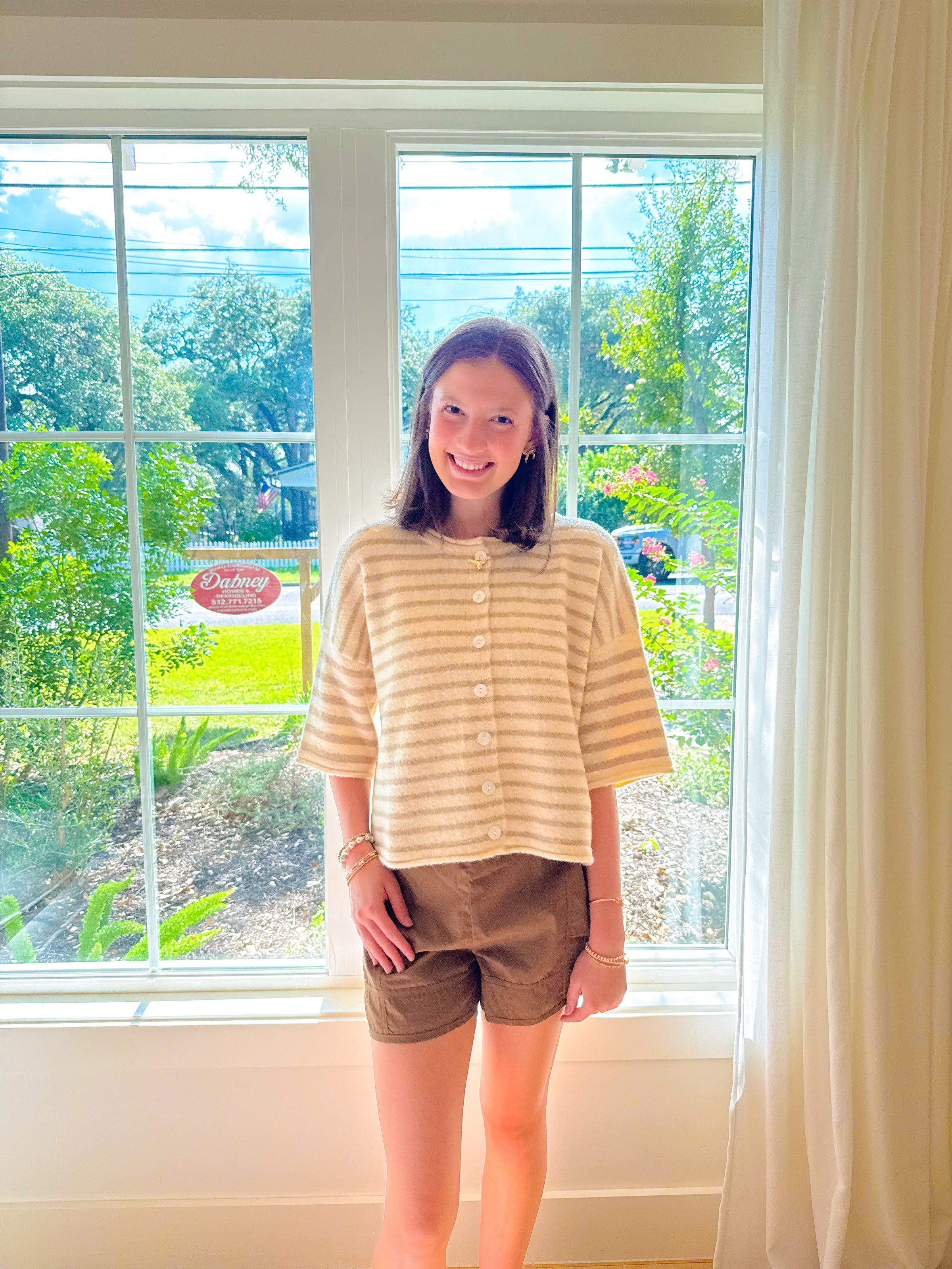 Sunday Stroll Stripe Top - Ecru