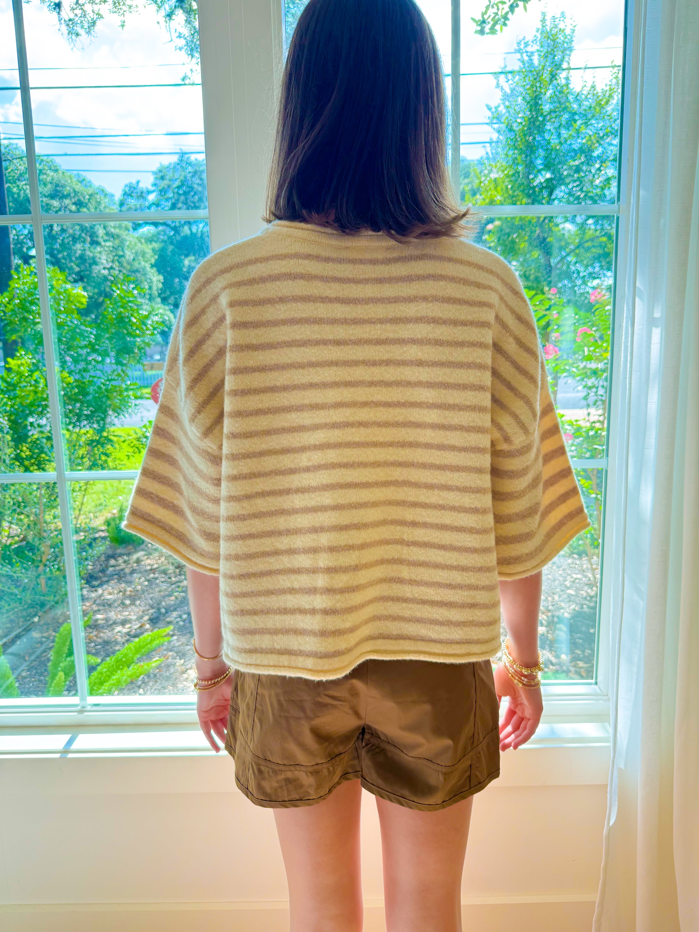 Sunday Stroll Stripe Top - Ecru