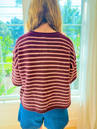 Sunday Stroll Stripe Top - Burgundy