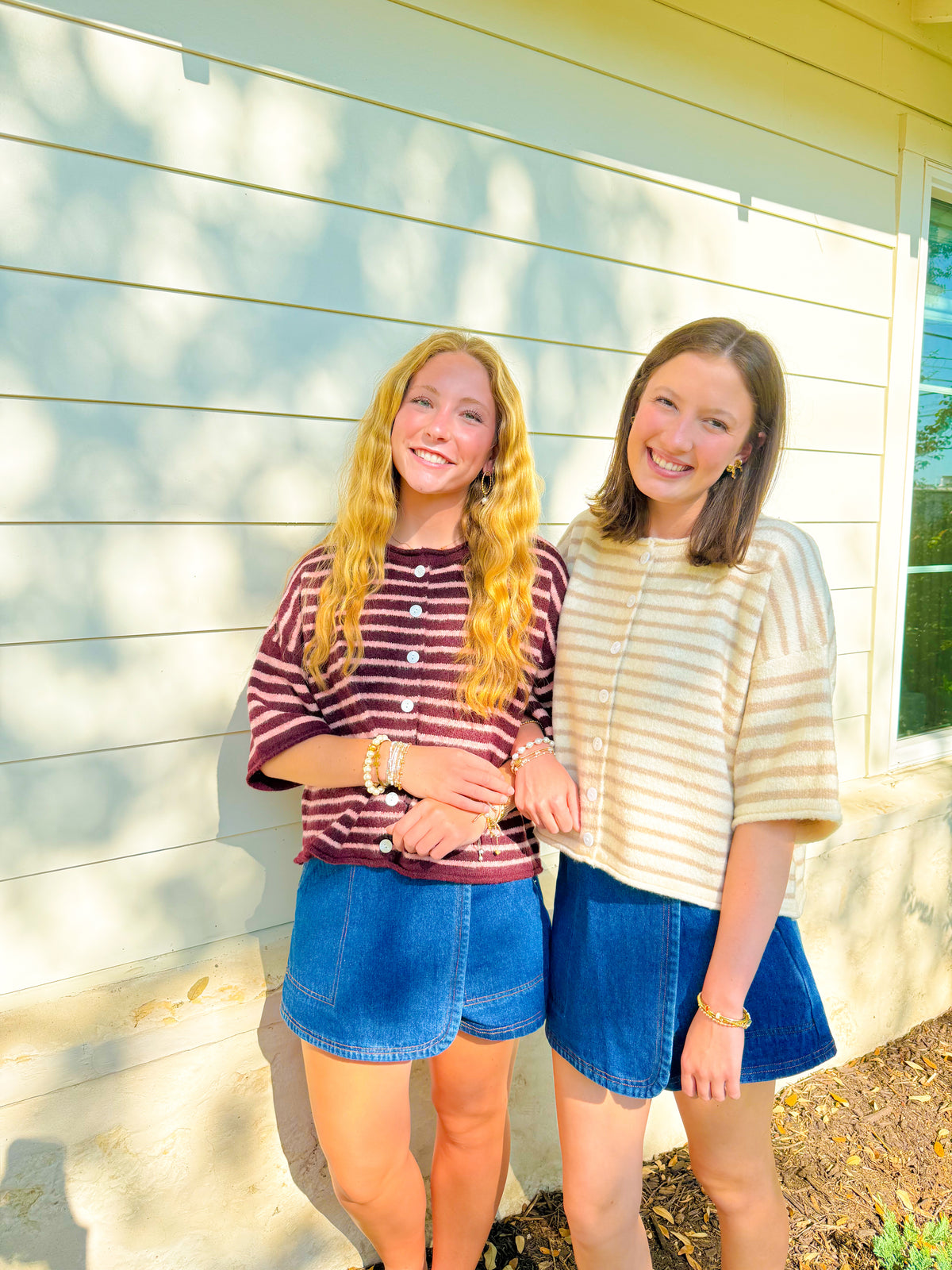 Sunday Stroll Stripe Top - Burgundy