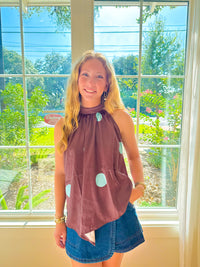 Espresso Skies Halter - Brown/Blue