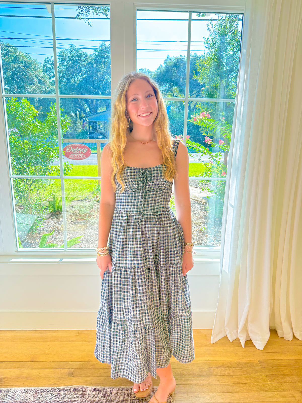 Midnight Romance Plaid Midi Dress