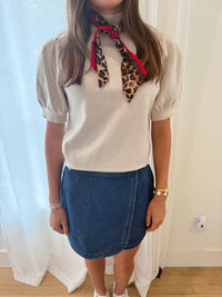 The Sloane Scarf Knit Top - Ecru