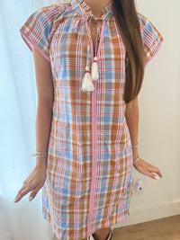 Golden Harvest Plaid Mini Dress – Mustard