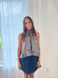 The Aspen Gingham Halter Blouse