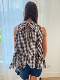 The Aspen Gingham Halter Blouse