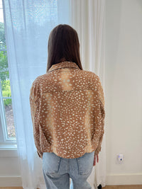 Into the Wild Deer-Print Cropped Denim Jacket