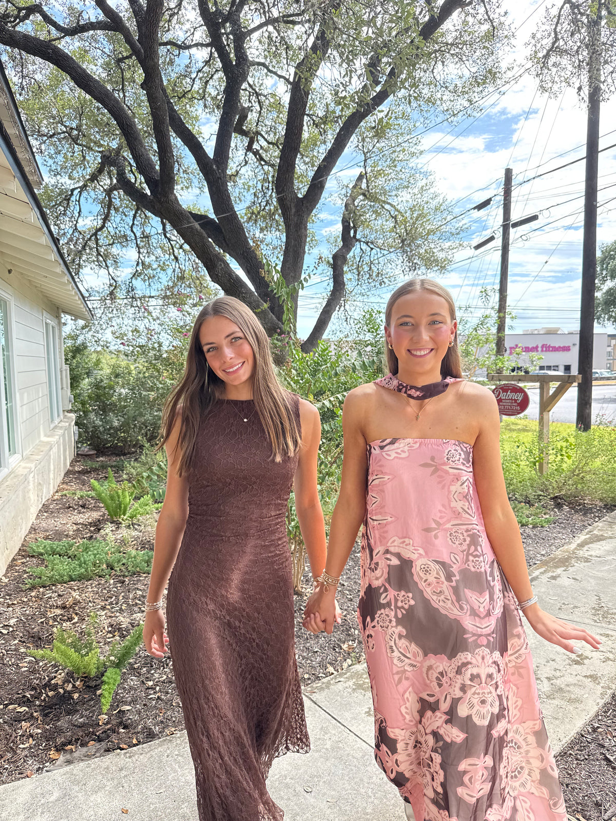 Blushing Mocha Strapless Scarf Maxi Dress