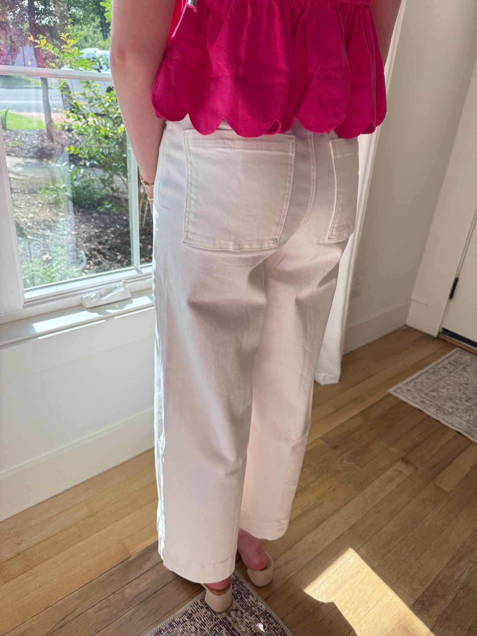 The Main Street Wide Leg Jean -White Denim