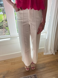 The Main Street Wide Leg Jean -White Denim