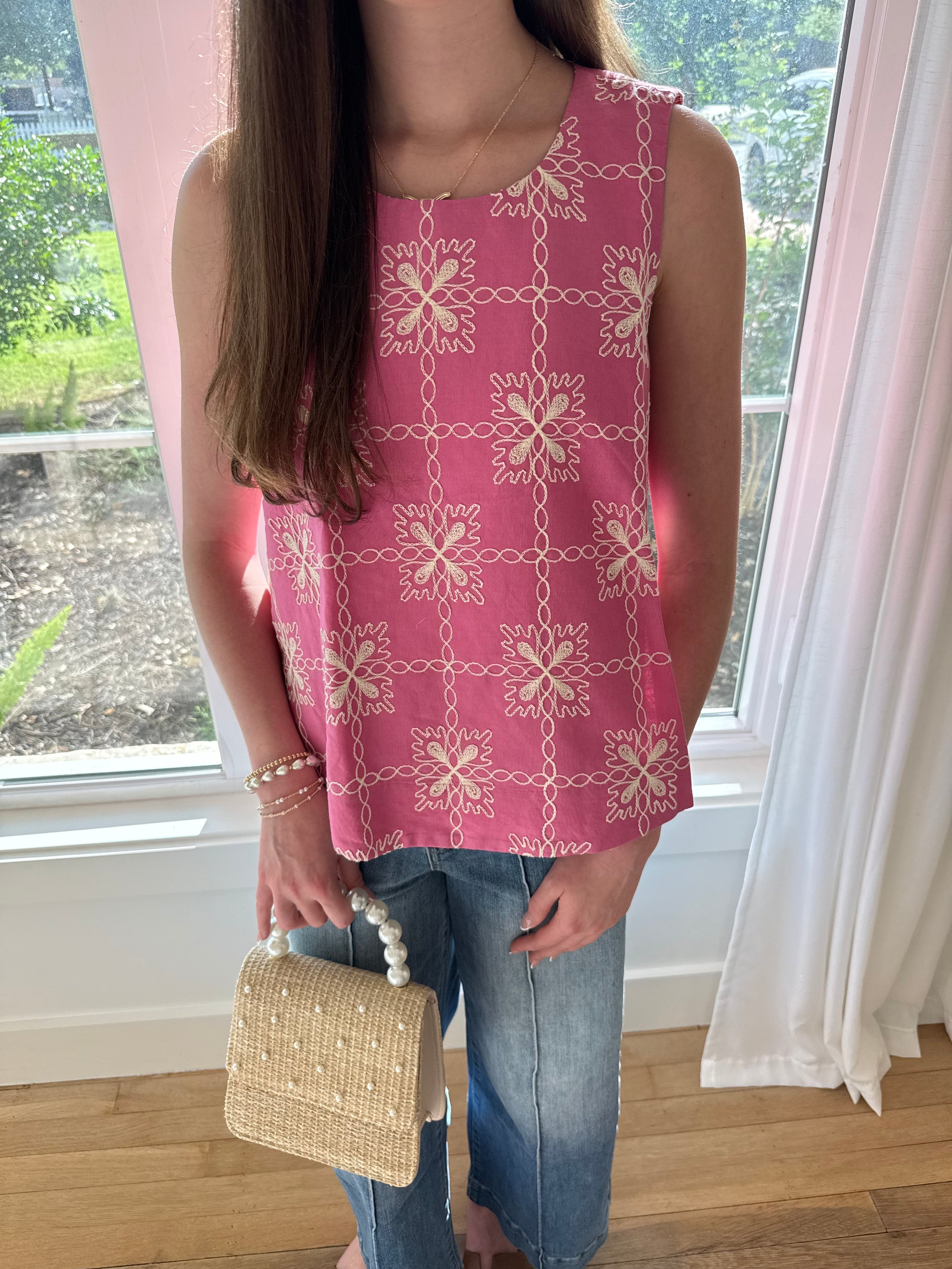 Blush Bloom Embroidered Top - Pink