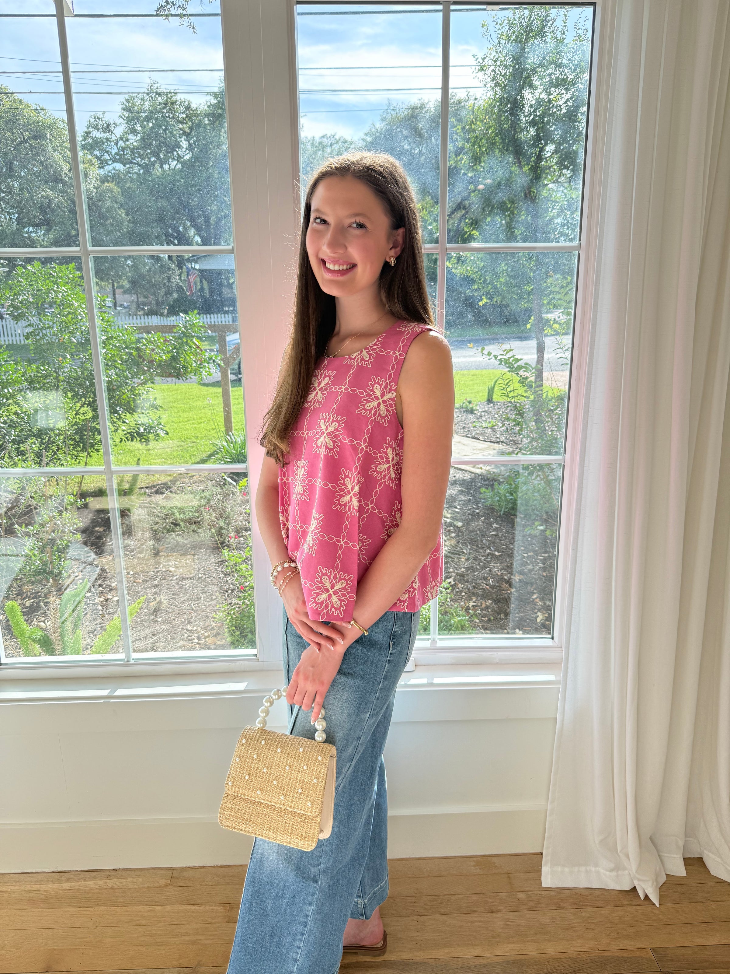 Blush Bloom Embroidered Top - Pink
