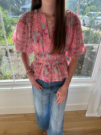 Mint To Bloom Blouse - Pink/Mint