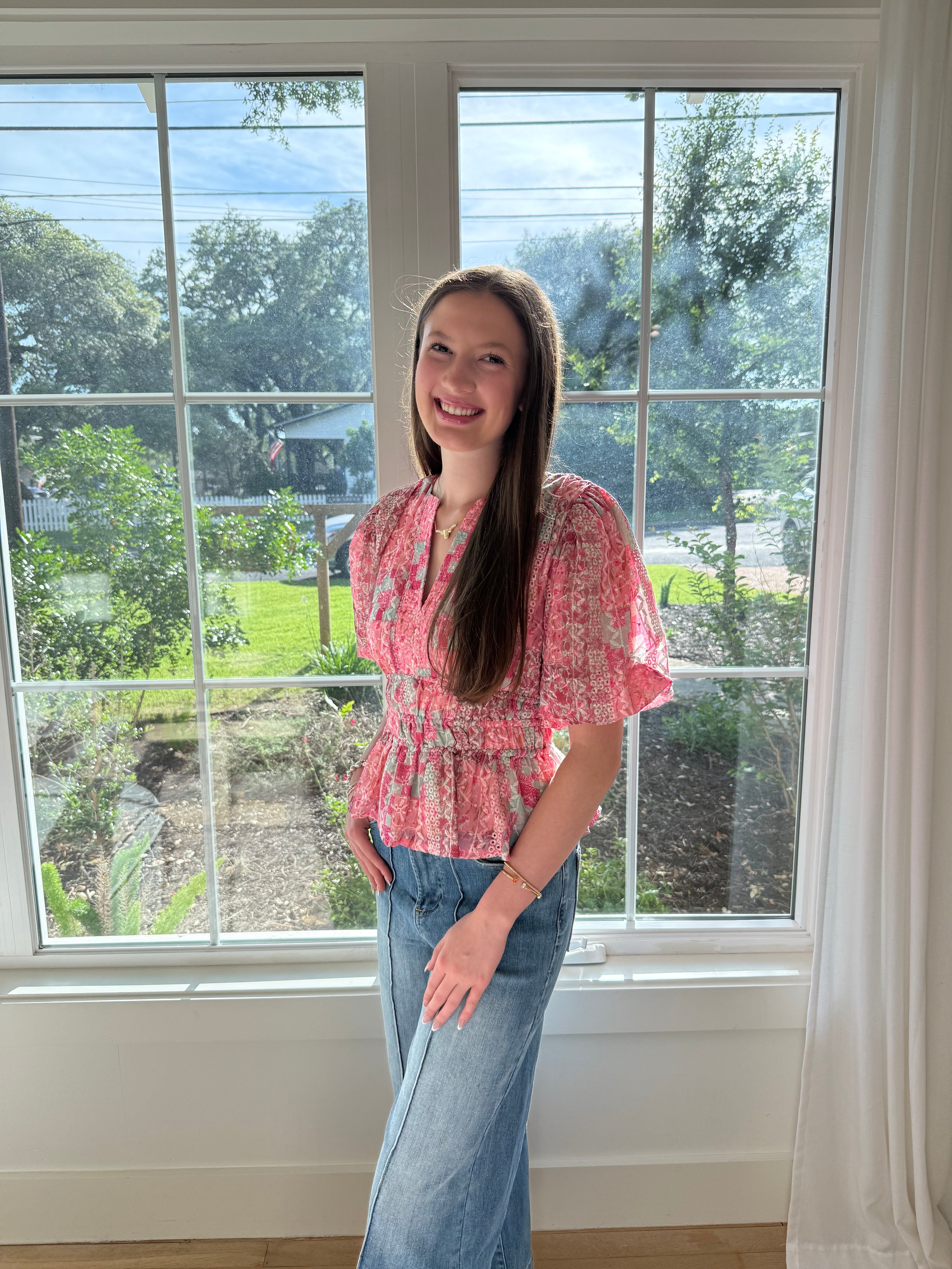 Mint To Bloom Blouse - Pink/Mint