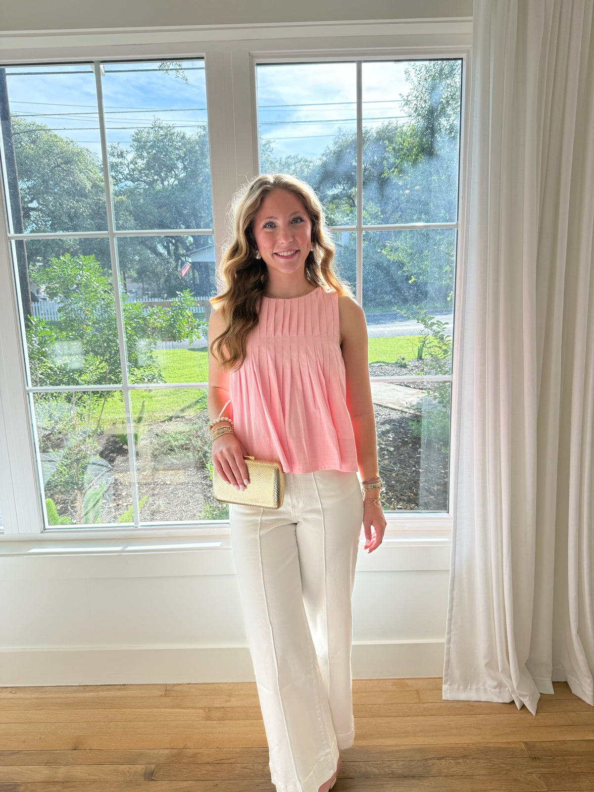 Rosé Pleated Top - Pink