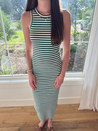 Isla Striped Tank Midi Dress - Green