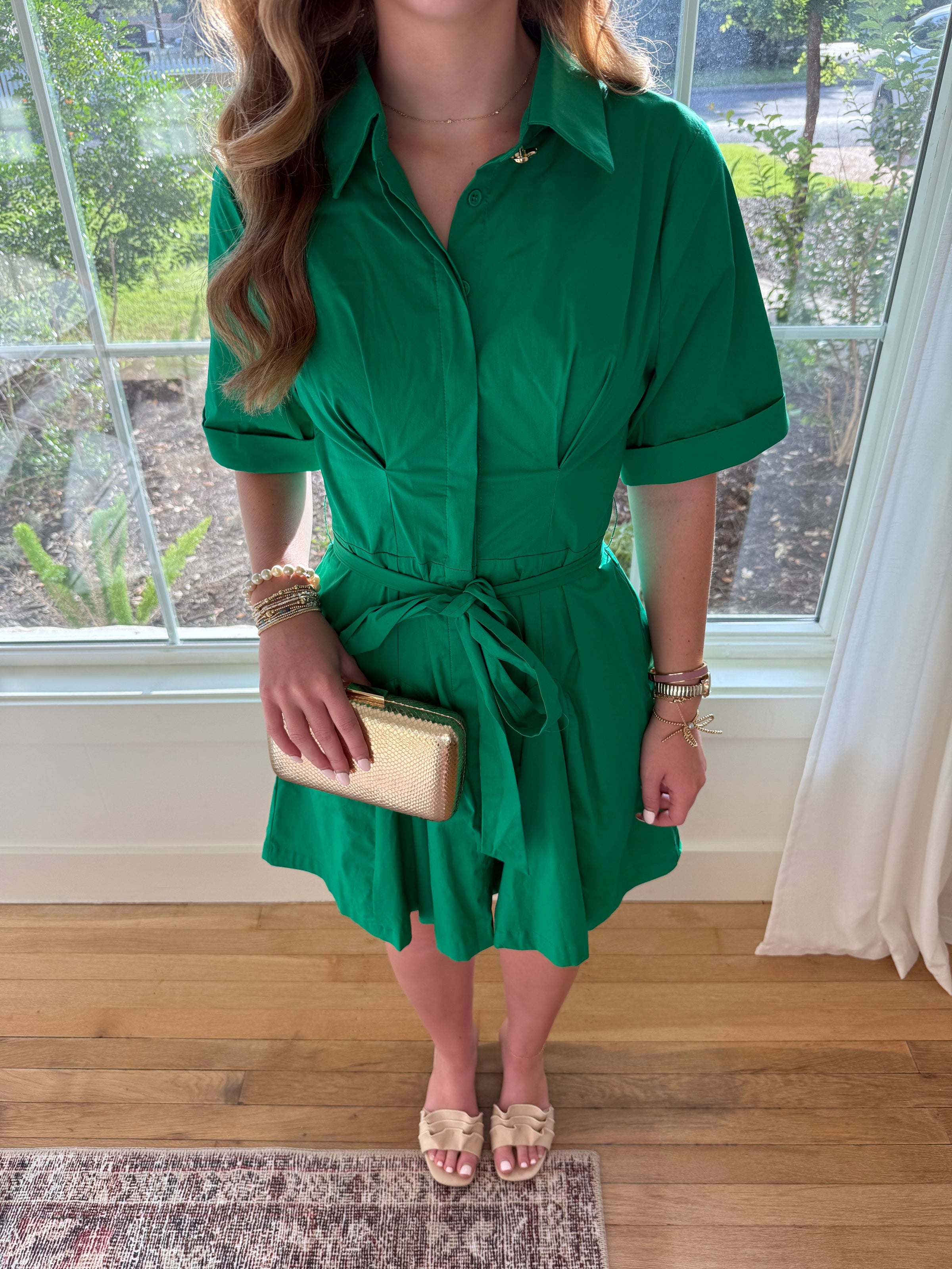 Willow Tie Mini Dress - Green