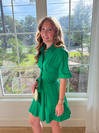 Willow Tie Mini Dress - Green