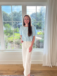 Sweet Sky Eyelet Top - Baby Blue