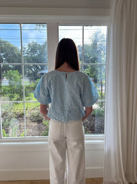 Sweet Sky Eyelet Top - Baby Blue