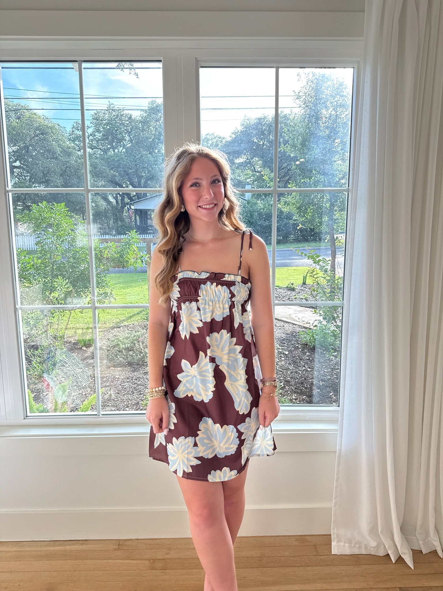 The Hazel Floral Dress - Brown