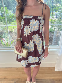 The Hazel Floral Dress - Brown