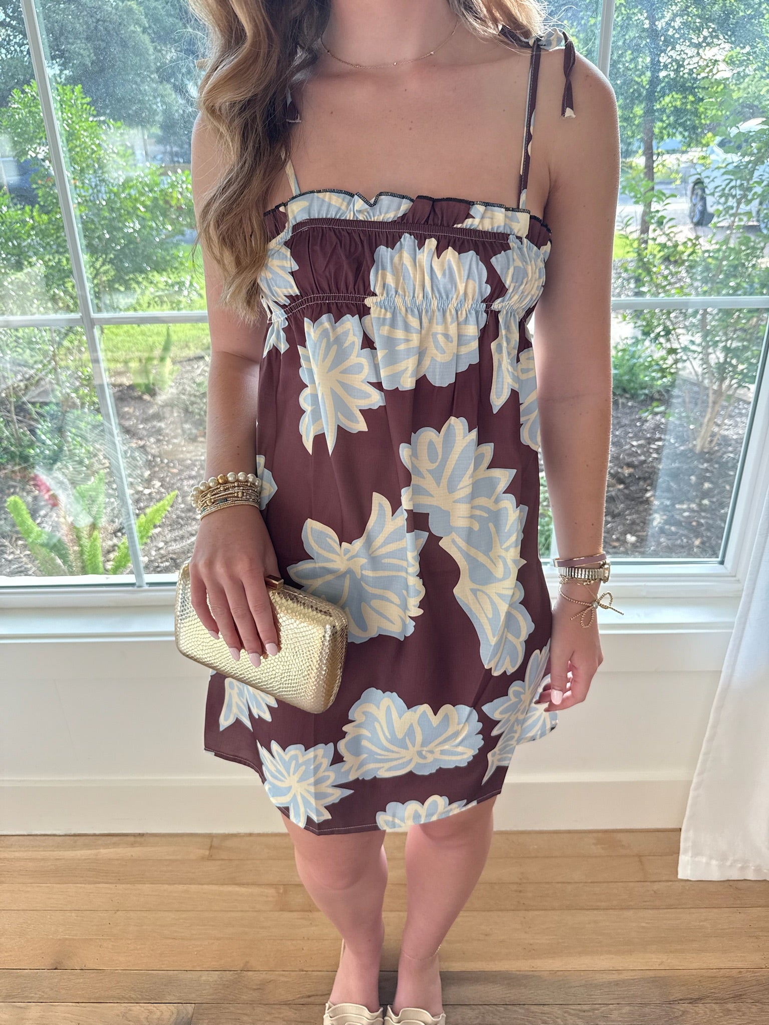 The Hazel Floral Dress - Brown