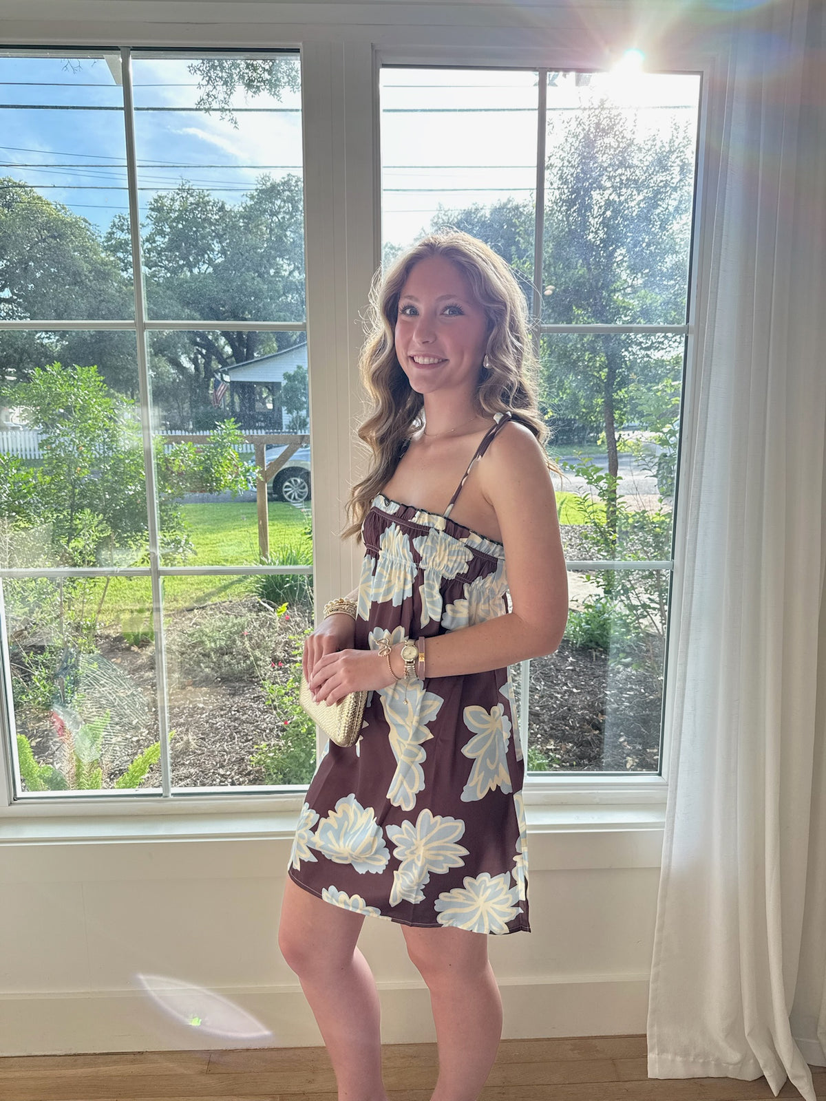 The Hazel Floral Dress - Brown