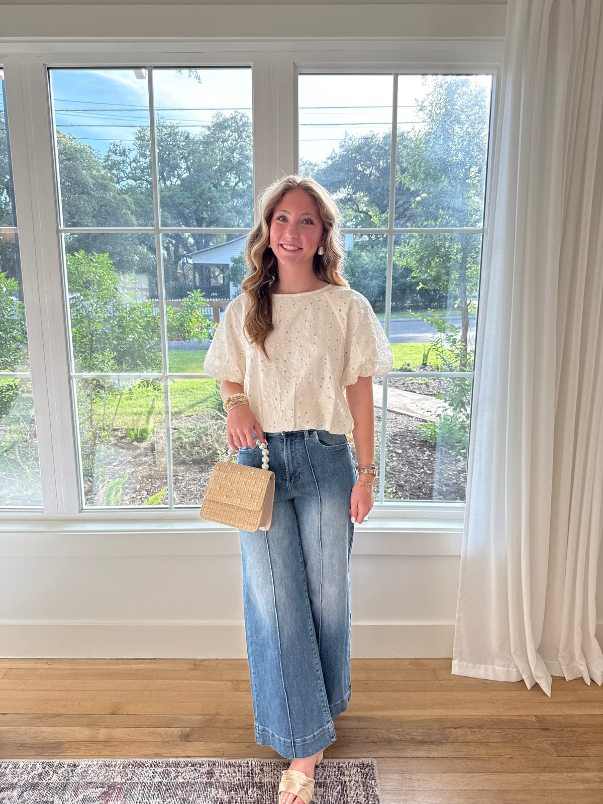 Sweet Cream Eyelet Top - Cream