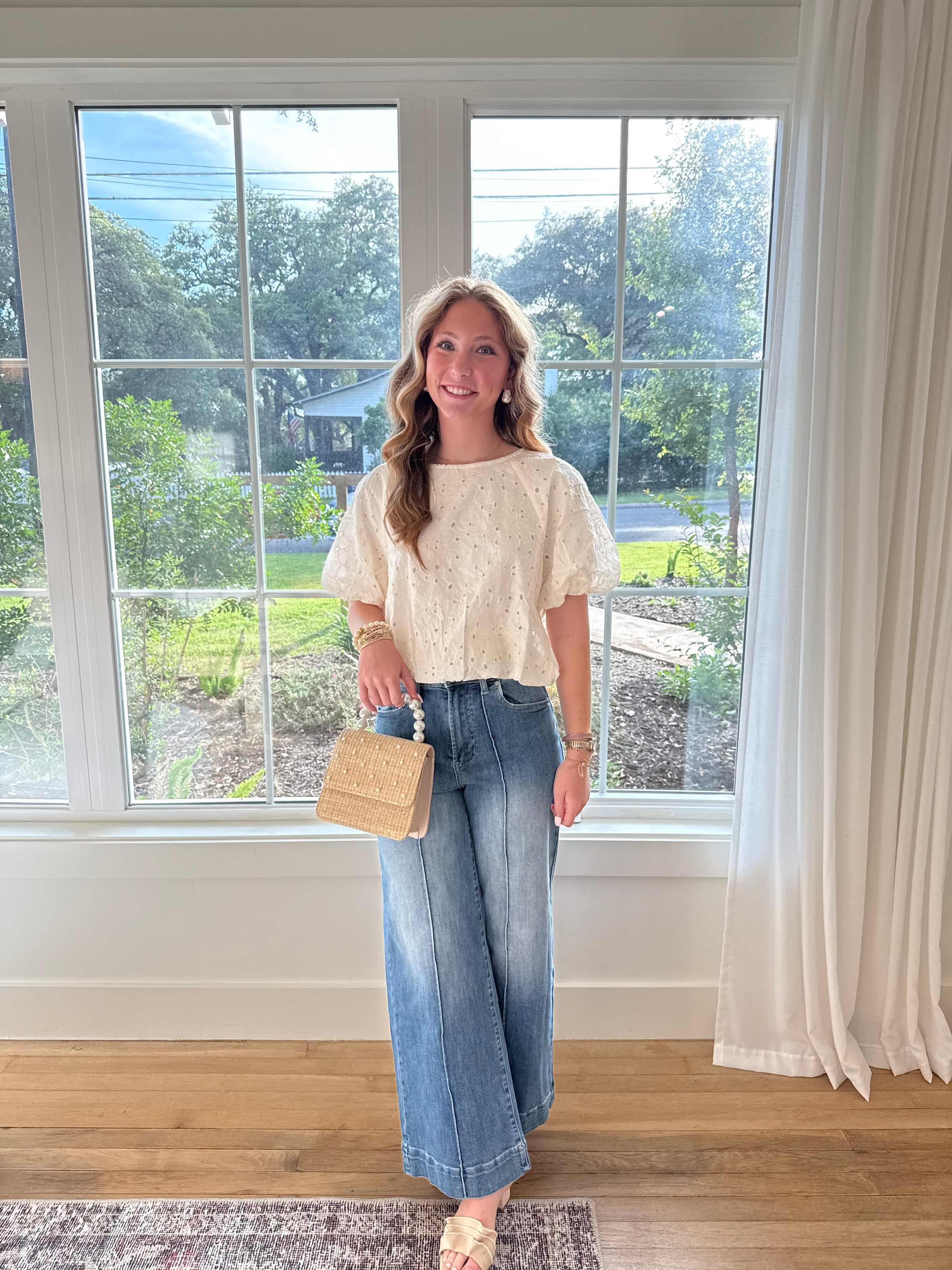 Sweet Cream Eyelet Top - Cream