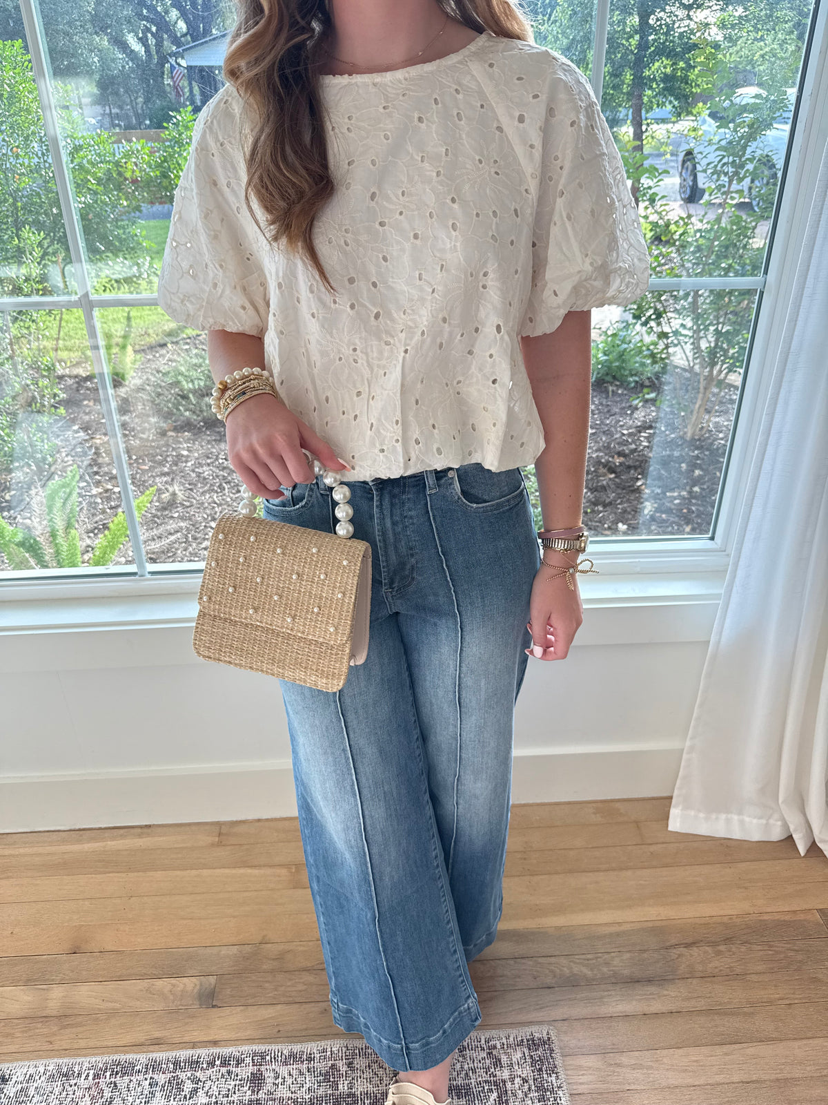 Sweet Cream Eyelet Top - Cream
